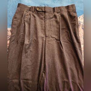 Dark Gray 100% Wool Pleated Trousers